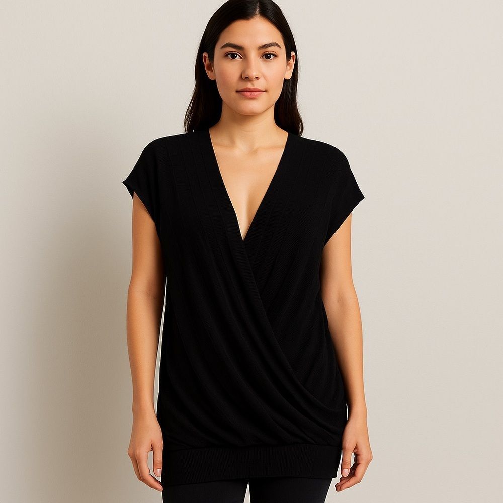 Alfani Black Wrap Blouse Shirt Top Small